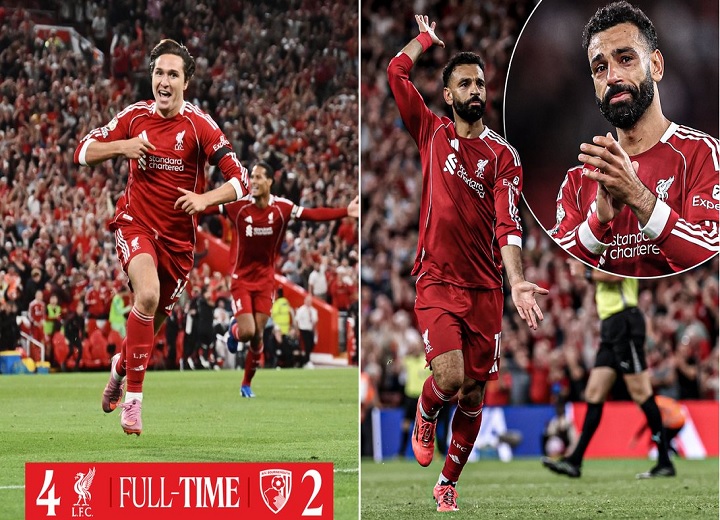 Anfield Roars Again! Liverpool Edged Bournemouth 4-2 in a Night of Tribute.